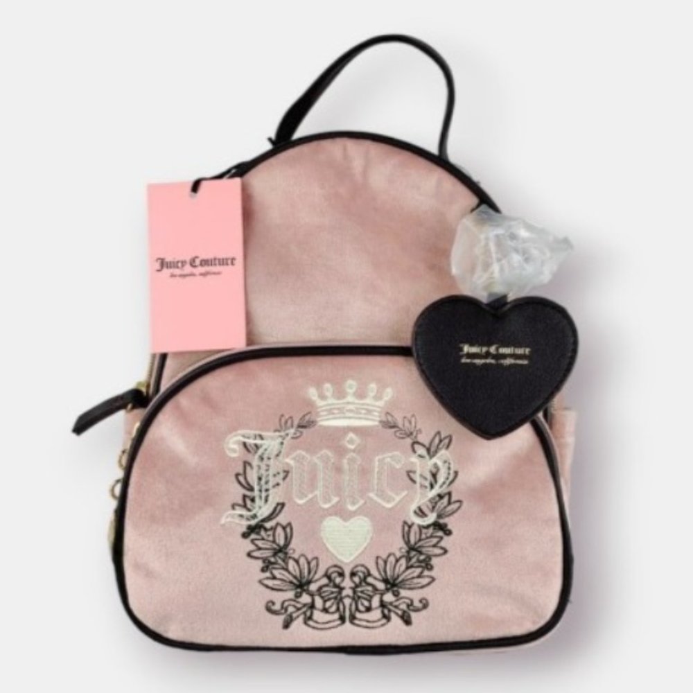 JUICY COUTURE Dusty Blush Heritage DUSTY PINK Velvet Backpack NEW